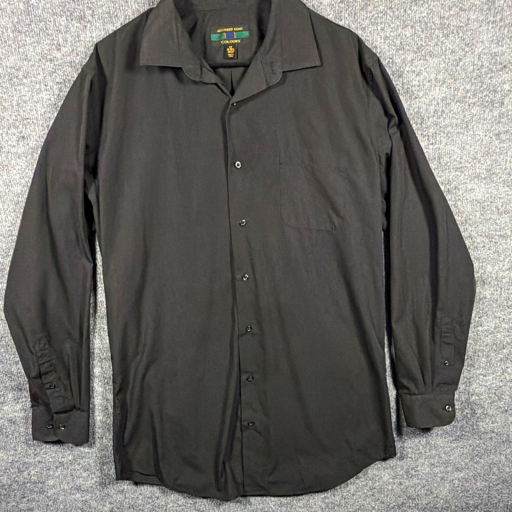 Mens LT Button Down Shirt, Alexander Julian Colours, Black, Tall Long Sleeve